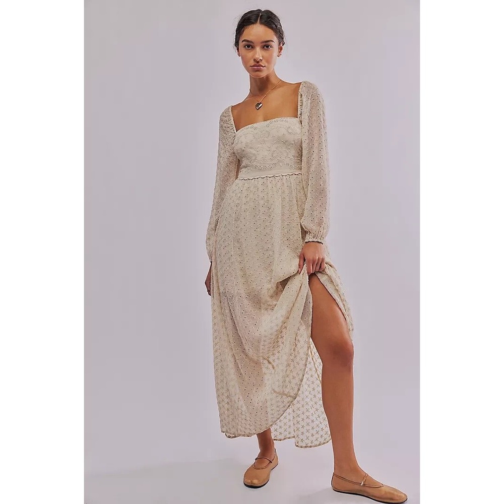 NWT Free People Malina Long Sleeve Maxi Dress in Tea Size XS